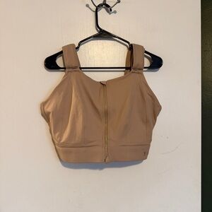 Vfus beige Adjustable High Impact Sports Bras for Women Zip Front full coverage